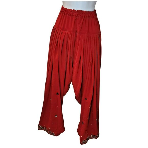Punjabi Suit Est. L Red Black 3pc Embroidered + Bells Dupatta Desi Festival Y2K - Picture 6 of 15